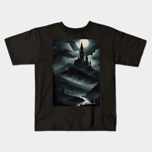 Spooky Castle on a Hill Kids T-Shirt